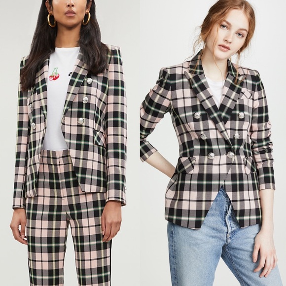 Veronica Beard Jackets & Blazers - Veronica Beard Pink Miller Dickey Plaid Blazer
